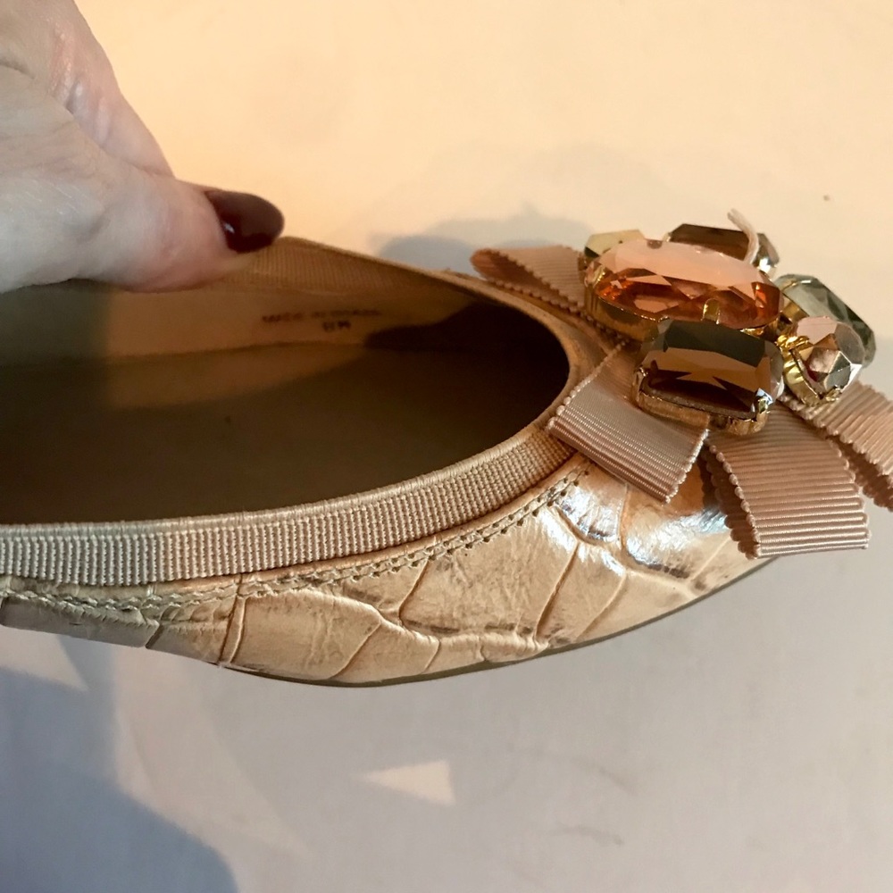 Kate Spade Faith Crocodile Print Jeweled Flats 8 - Picture 8 of 8